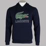 Lacoste Embroidered Signature Logo Hooded Sweatshirt Navy