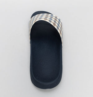 Aquascutum Beach Check Sliders Navy