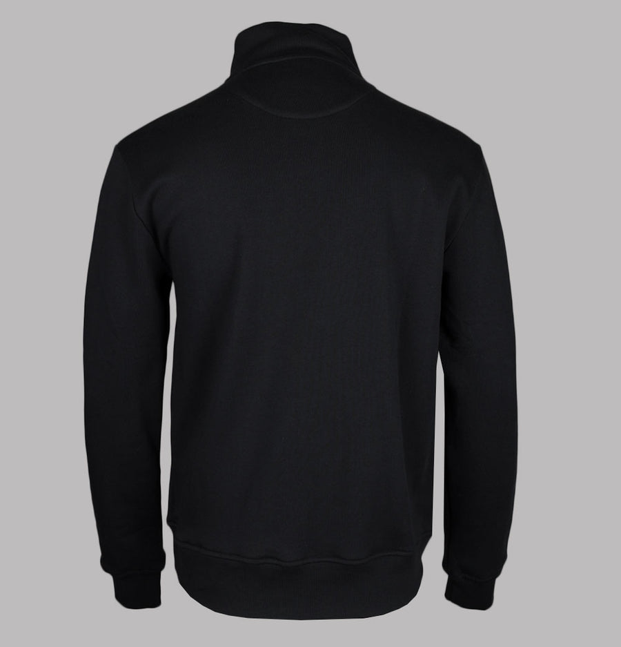 Aquascutum Centred Logo 1/4 Zip Fleece Back Sweatshirt Black