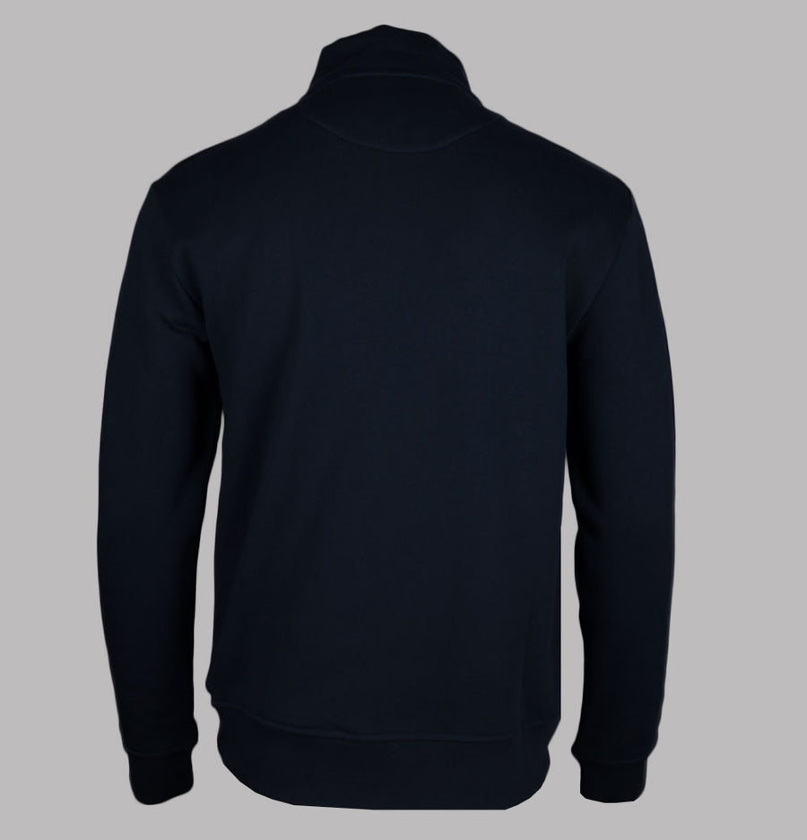 Aquascutum Centred Logo 1/4 Zip Fleece Back Sweatshirt Navy