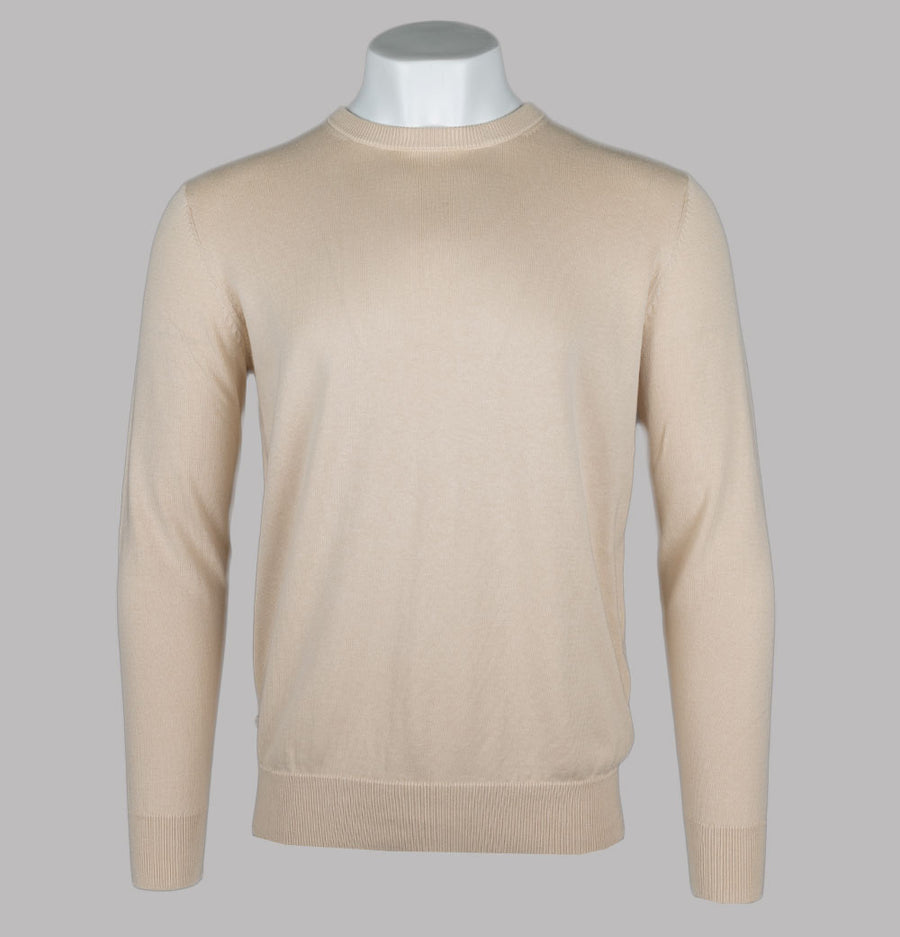 Aquascutum Check Sleeves Patch Knit Sweater Beige