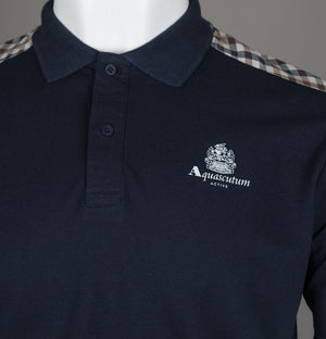Aquascutum Club Check Details Polo Shirt Navy