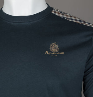 Aquascutum Club Check Details T-Shirt Navy