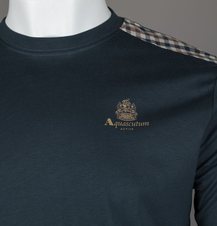 Aquascutum Club Check Details T-Shirt Navy