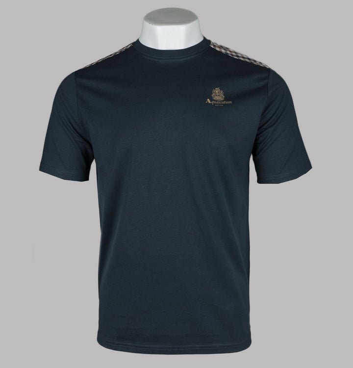 Aquascutum Club Check Details T-Shirt Navy
