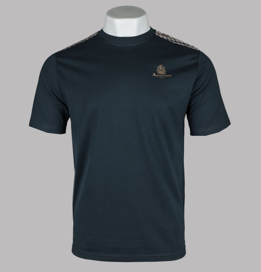 Aquascutum Club Check Details T-Shirt Navy