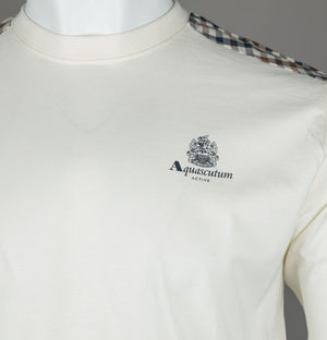 Aquascutum Club Check Details T-Shirt Old White