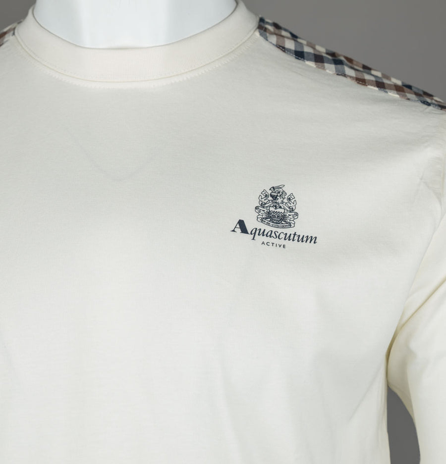 Aquascutum Club Check Details T-Shirt Old White