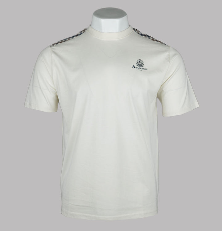 Aquascutum Club Check Details T-Shirt Old White