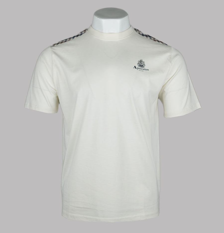 Aquascutum Club Check Details T-Shirt Old White