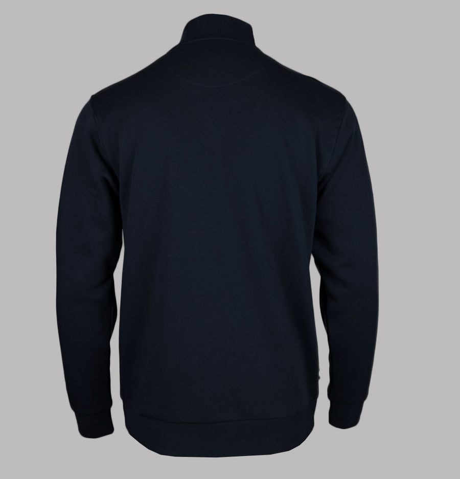 Aquascutum Club Check Shoulder 1/4 Zip Fleece Back Sweatshirt Navy