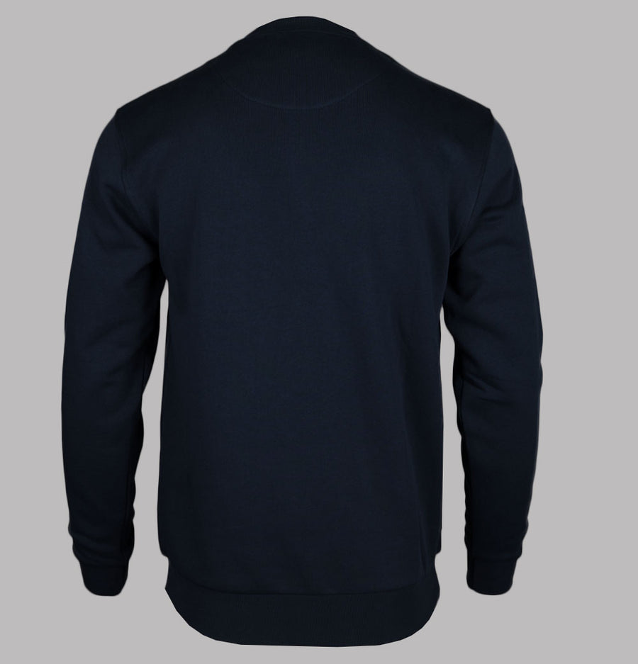 Aquascutum Club Check Shoulder Crew Neck Fleece Back Sweatshirt Navy