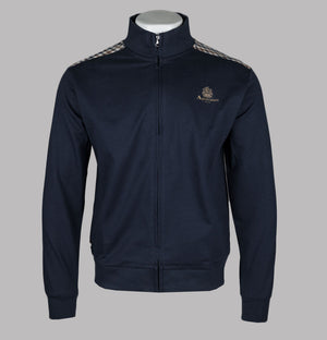 Aquascutum Full Zip Club Check Details Sweatshirt Navy