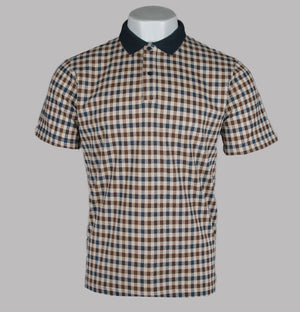 Aquascutum Iconic Check Polo Shirt Navy