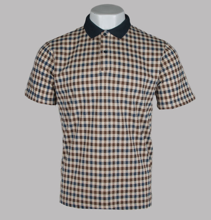 Aquascutum Iconic Check Polo Shirt Navy