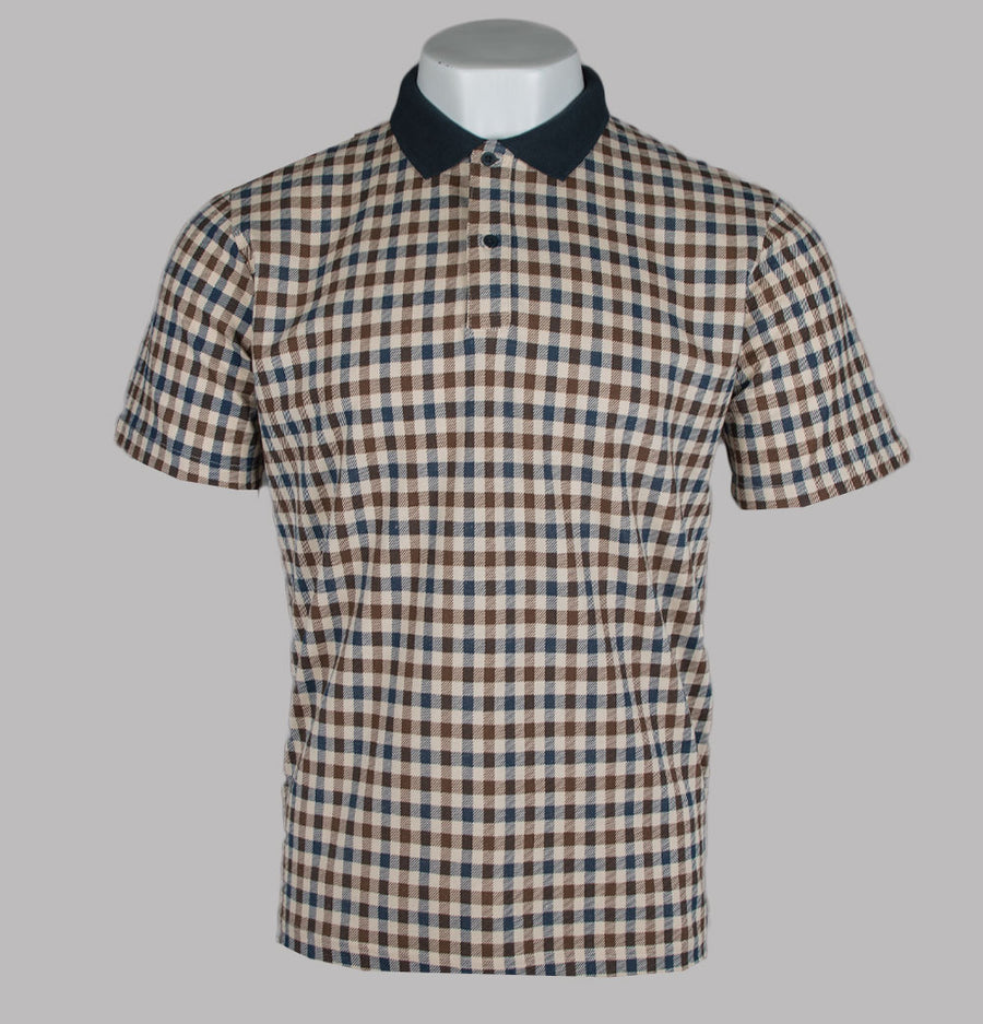 Aquascutum Iconic Check Polo Shirt Navy