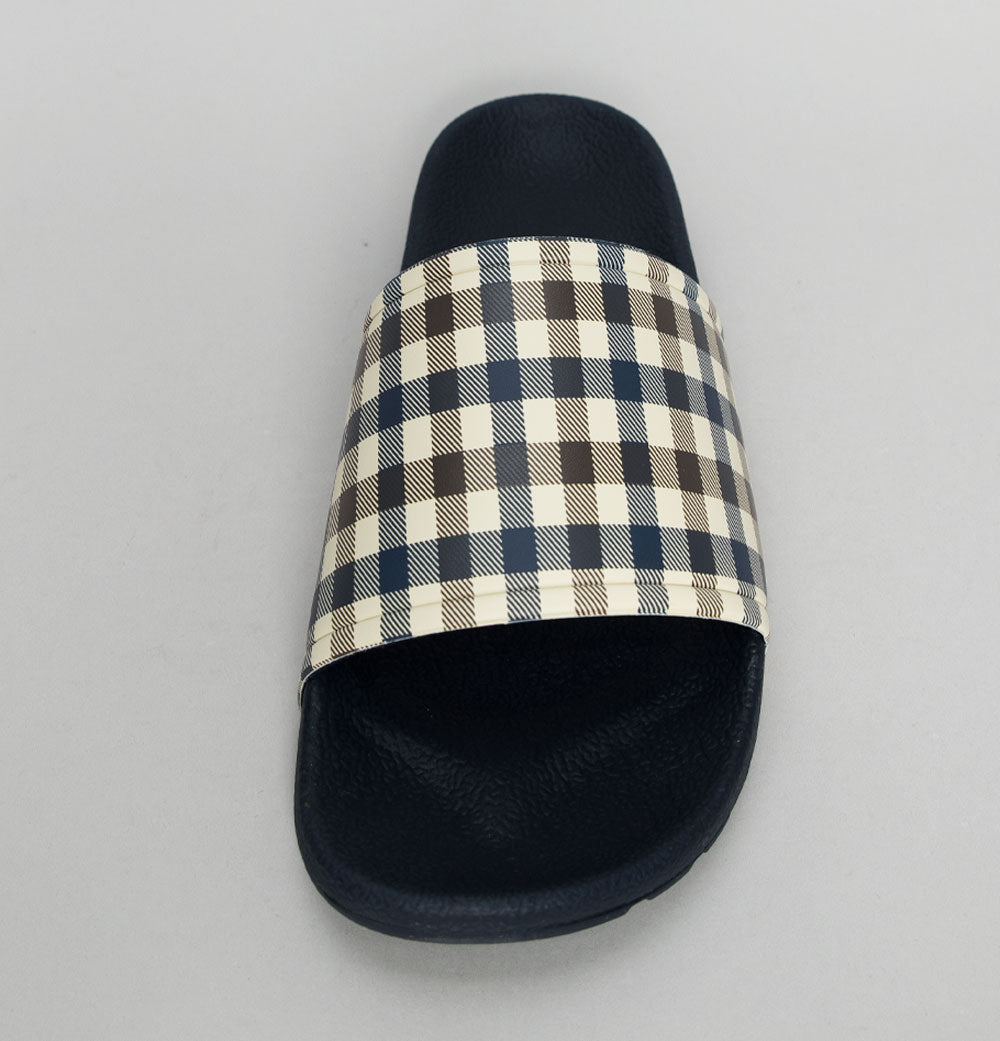 Aquascutum Iconic Check Sliders Navy – Bronx Clothing