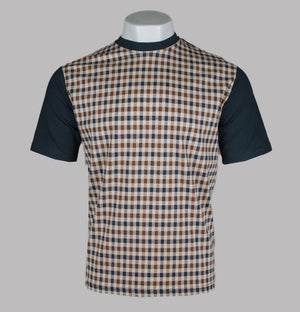 Aquascutum Iconic Front Check T-Shirt Navy