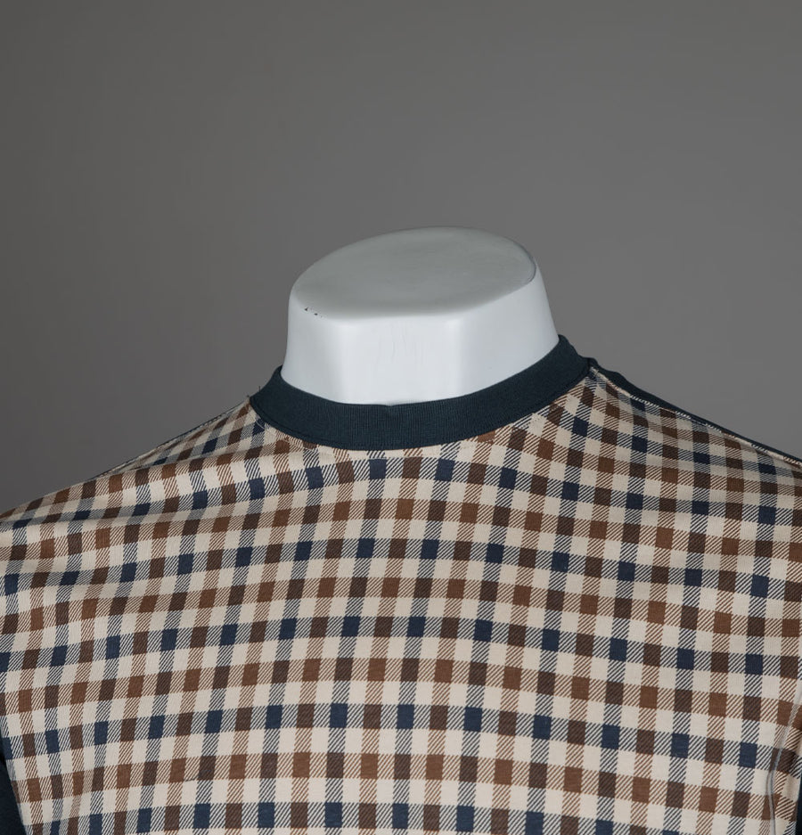Aquascutum Iconic Front Check T-Shirt Navy