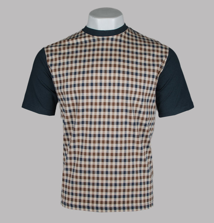 Aquascutum Iconic Front Check T-Shirt Navy
