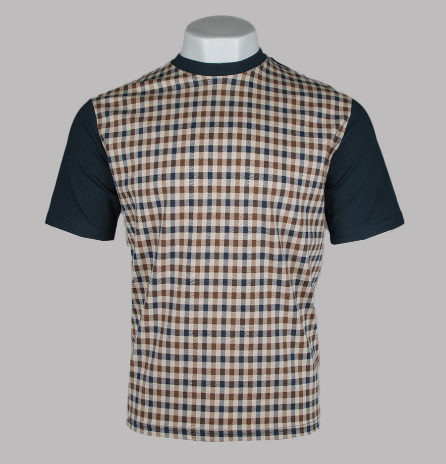 Aquascutum Iconic Front Check T-Shirt Navy
