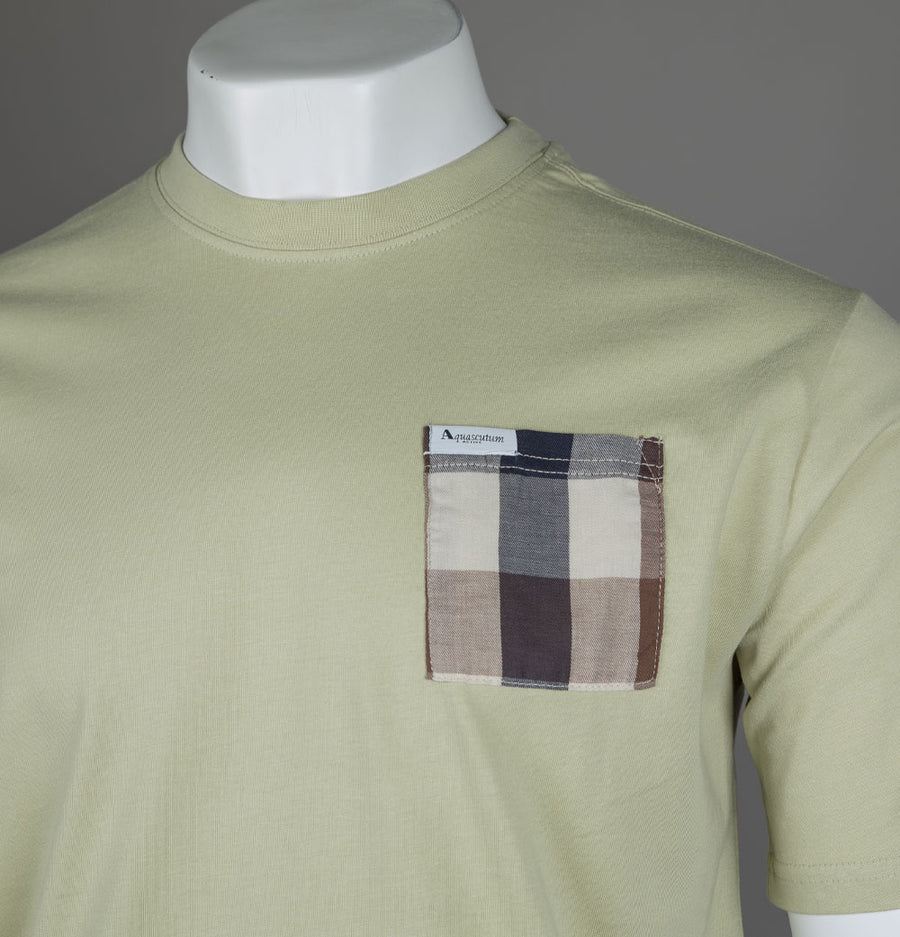 Aquascutum Macro Club Check Pocket T-Shirt Beige