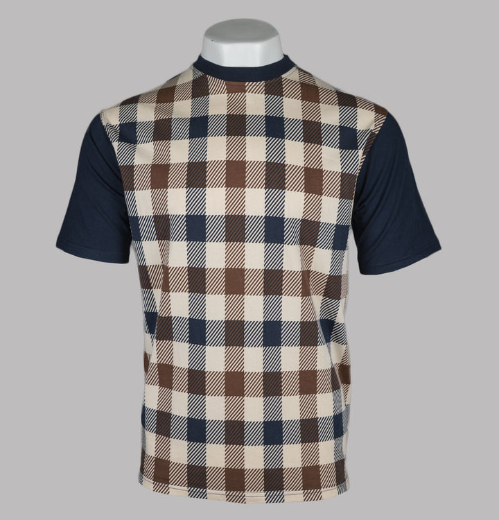 Aquascutum Macro Iconic Front Check T-Shirt Navy