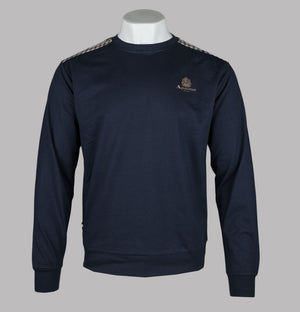 Aquascutum Small Logo Club Check Details Sweatshirt Navy
