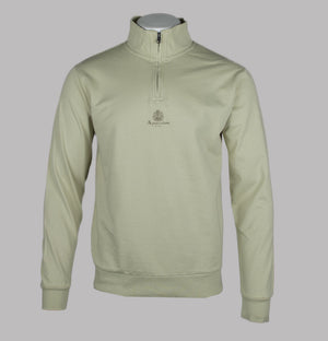 Aquascutum Small Logo Quarter Zip Sweatshirt Beige