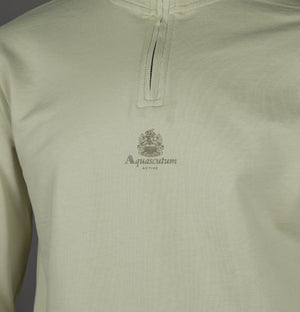 Aquascutum Small Logo Quarter Zip Sweatshirt Beige