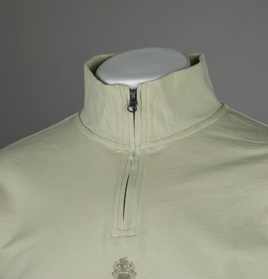Aquascutum Small Logo Quarter Zip Sweatshirt Beige