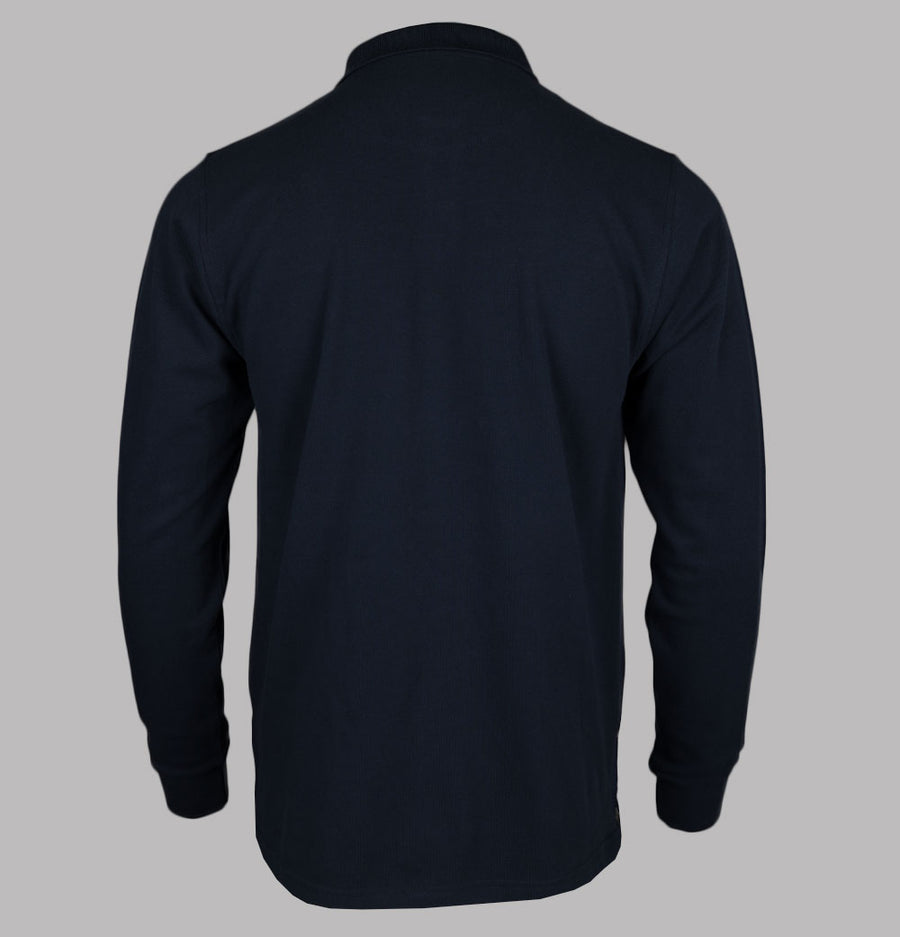 Aquascutum Stripes Piquet LS Polo Shirt Navy