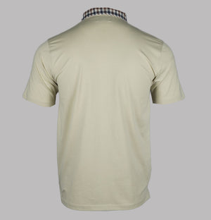 Aquascutum Supima Club Check Rib Polo Shirt Beige