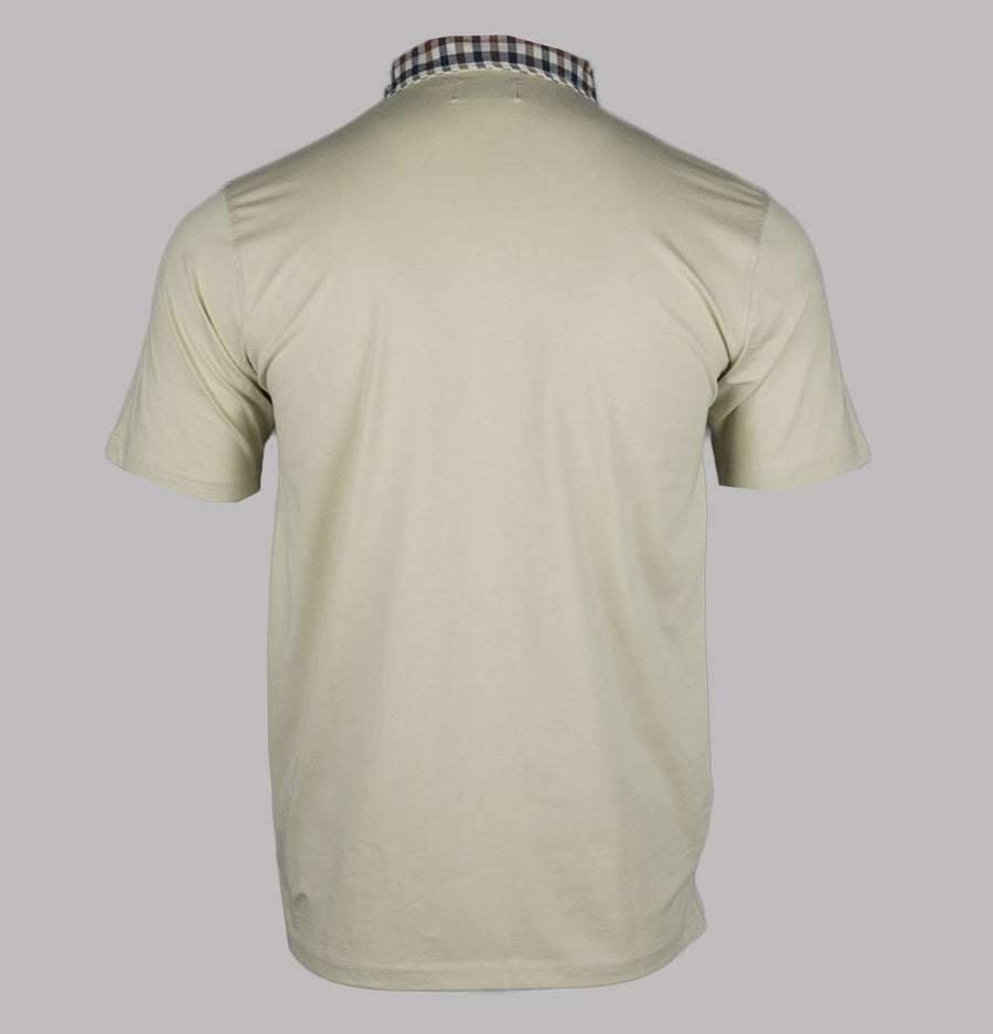 Aquascutum Supima Club Check Rib Polo Shirt Beige