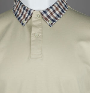 Aquascutum Supima Club Check Rib Polo Shirt Beige