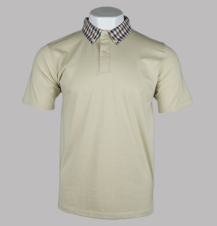 Aquascutum Supima Club Check Rib Polo Shirt Beige