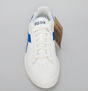 Diadora Game L Low 2030 Leather Trainers White/Dark Royal