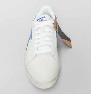 Diadora Game L Low Waxed Suede Pop Trainers White/Blue Denim