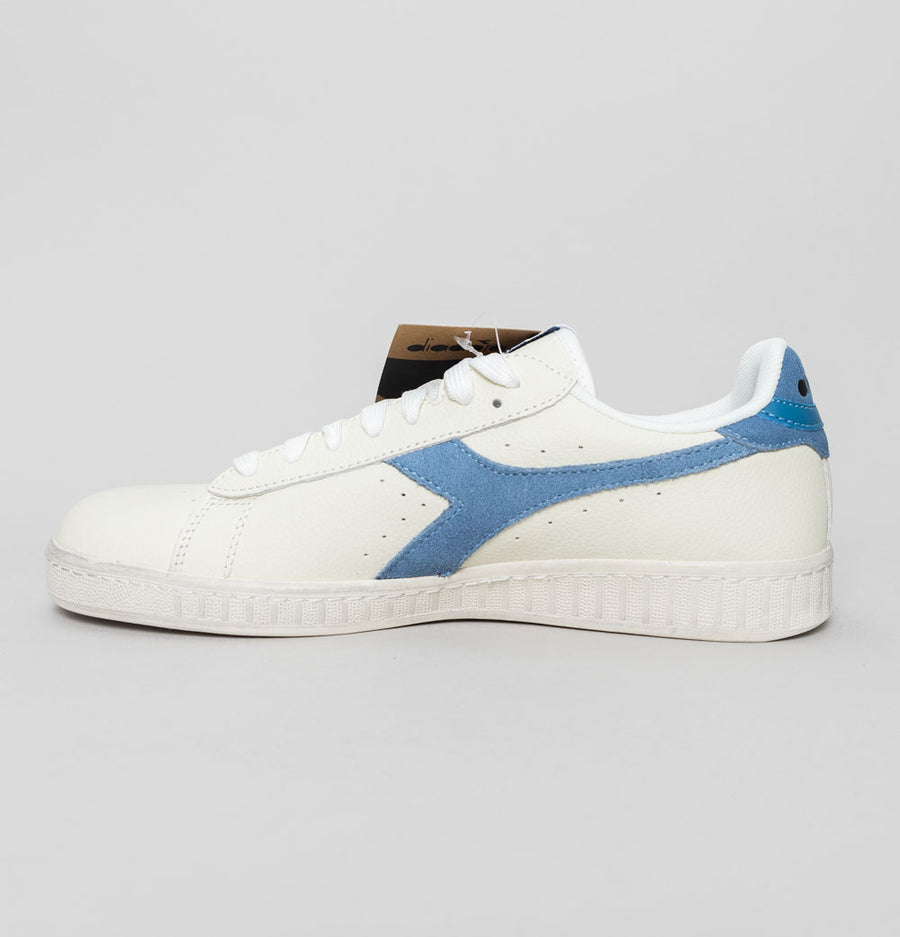 Diadora Game L Low Waxed Suede Pop Trainers White/Blue Denim