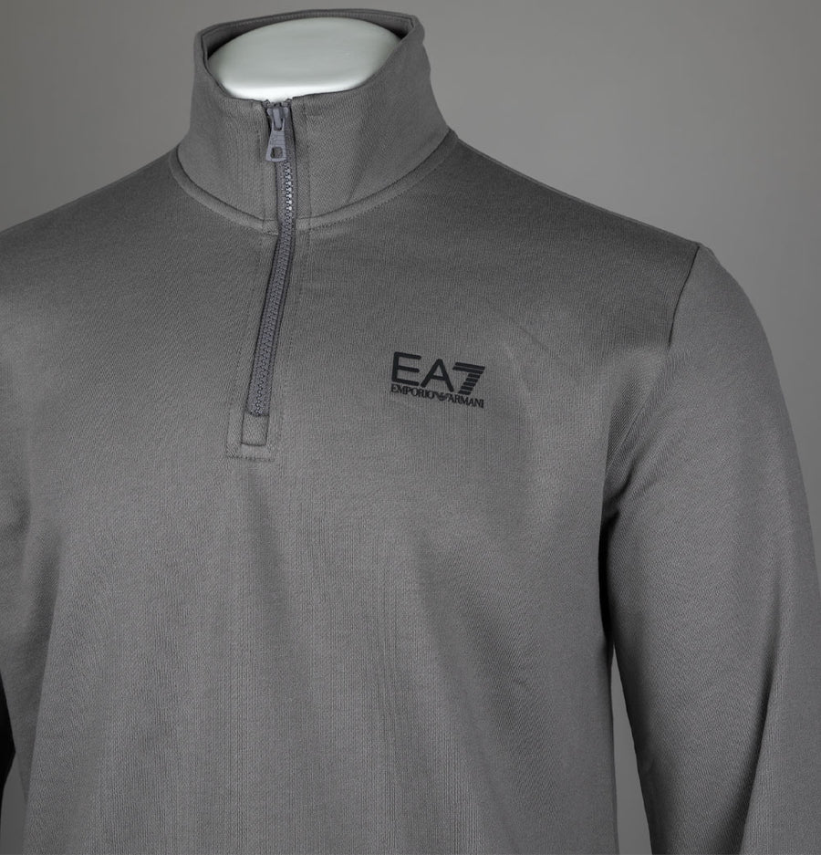 EA7 1/4 Zip Sweatshirt Volcanic Glass Grey