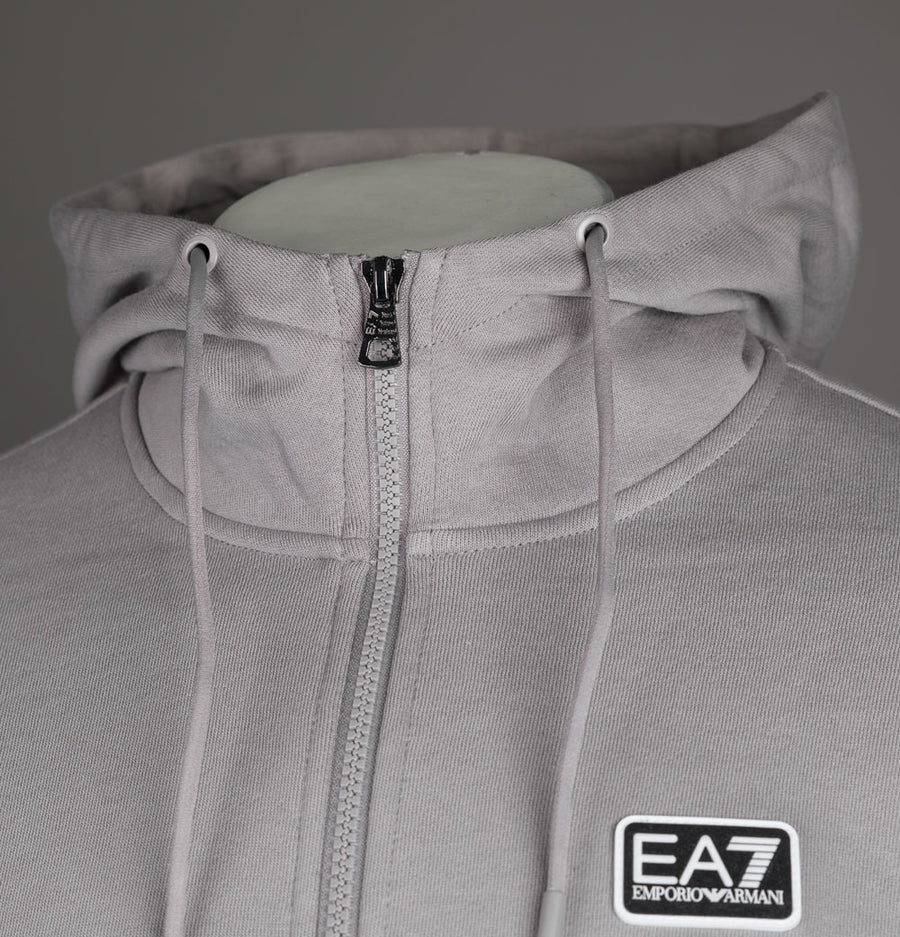 EA7 Core Identity Cotton Full Zip Up Sweatshirt Gull Grey