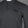 EA7 Core Identity Stretch Cotton LS Pique Polo Shirt Asphalt Grey