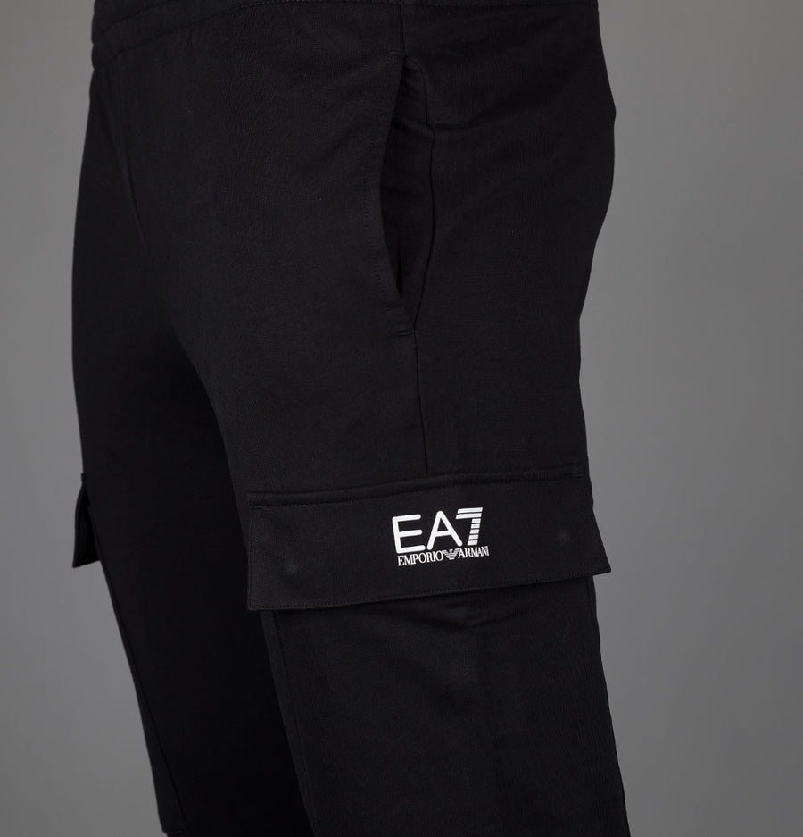 EA7 Cotton Cargo Pants Black/White