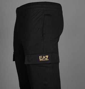 EA7 Cotton Cargo Pants Black/Gold