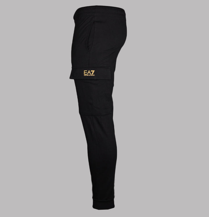 EA7 Cotton Cargo Pants Black/Gold