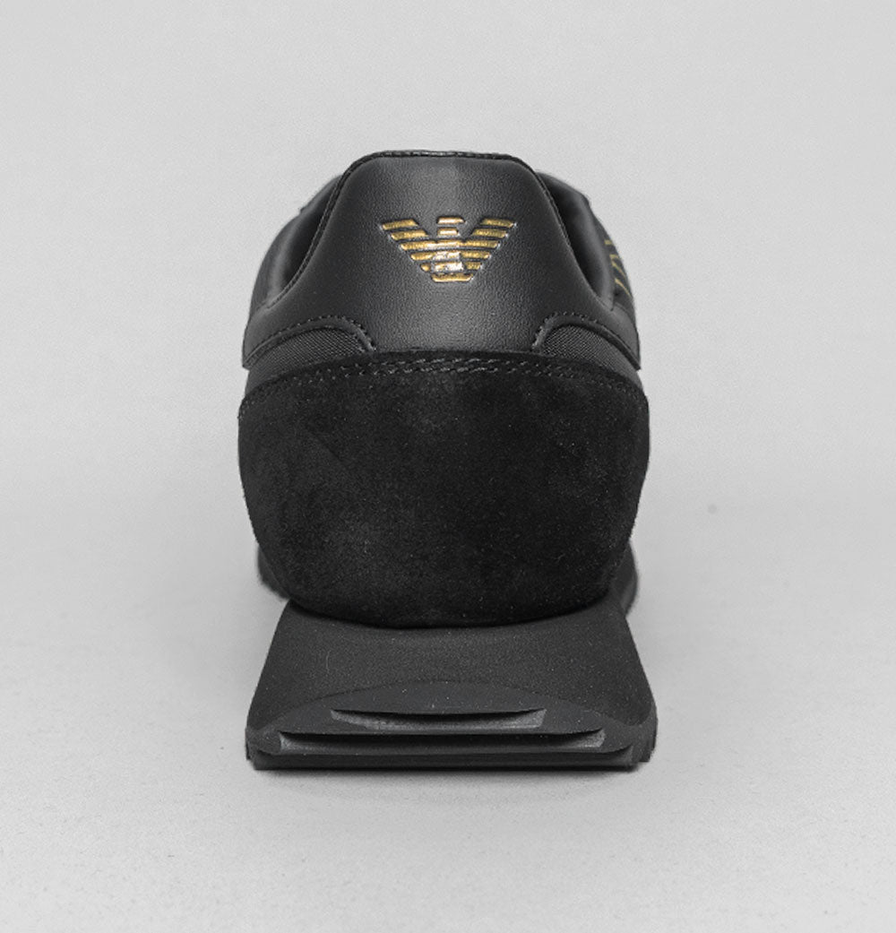 EA7 Emporio Armani Gold Logo Trainers Triple Black/Gold â Bronx Clothing