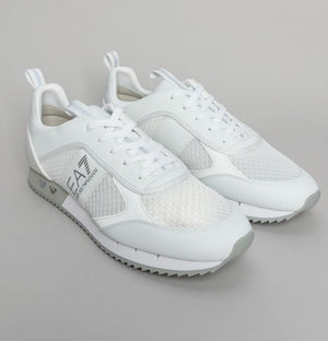 EA7 Emporio Armani Multi Logo Trainers White/Silver