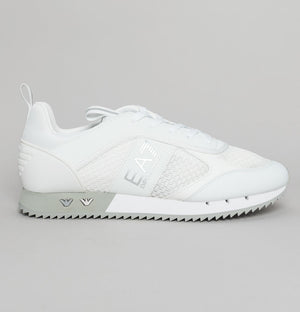 EA7 Emporio Armani Multi Logo Trainers White/Silver