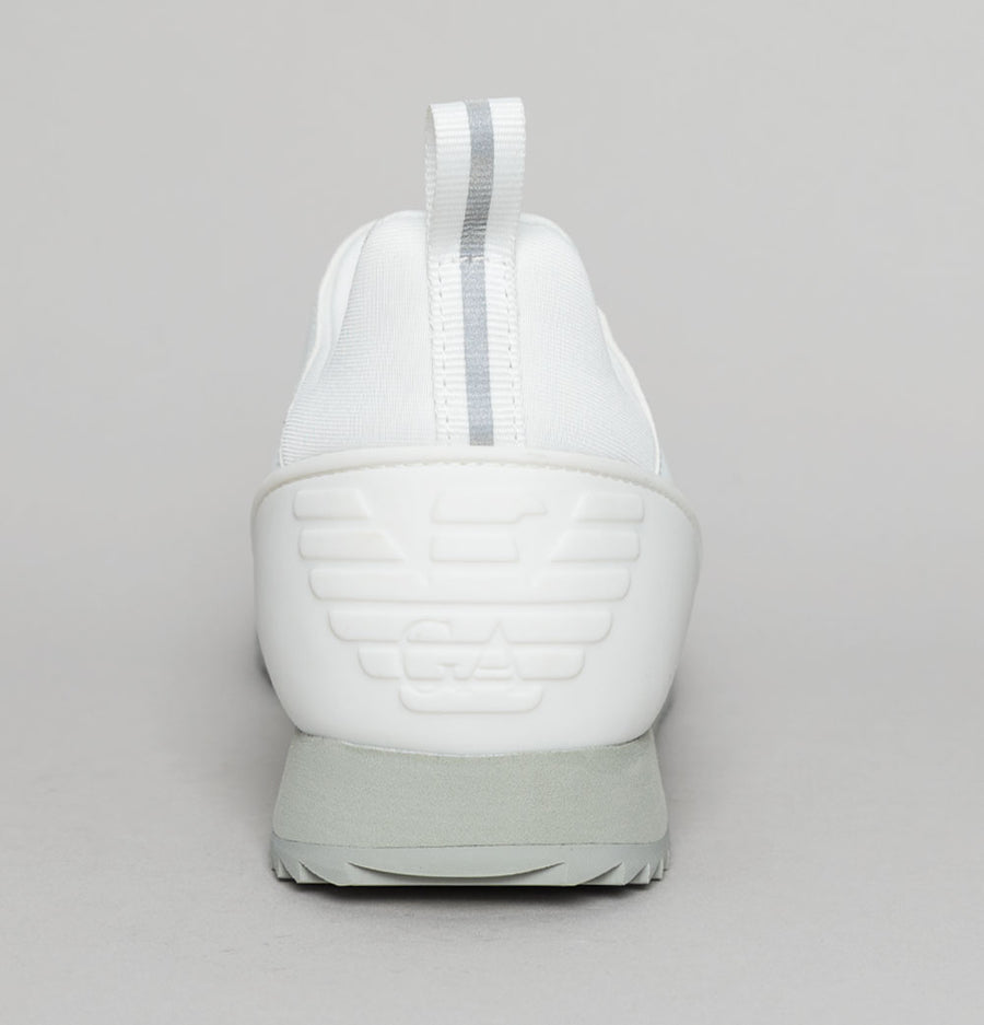 EA7 Emporio Armani Multi Logo Trainers White/Silver