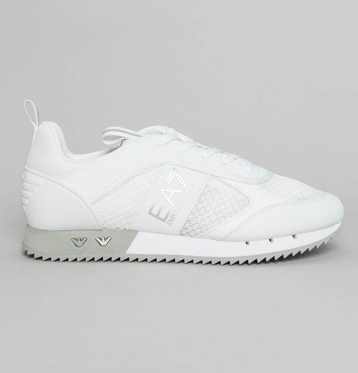 EA7 Emporio Armani Multi Logo Trainers White/Silver